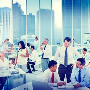 Colleagues engaged in office work, promoting a positive and inclusive workplace culture- Moss Bollinger LLP