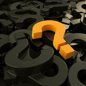 A bright orange question mark stands out among many dark, scattered question marks- Moss Bollinger LLP