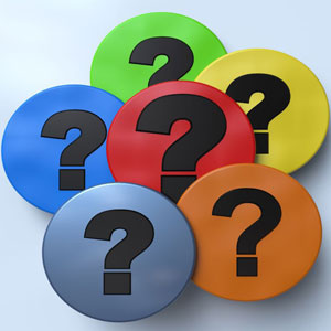 A group of colorful buttons with question marks on them - Moss Bollinger LLP