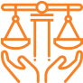Icon of a justice scale held in two hands - Moss Bollinger LLP